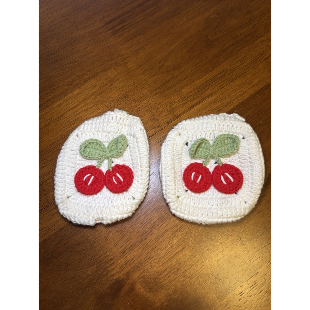 Cherry Crochet  Ivory And Red Yarn Apple AirPod Max Covers‎